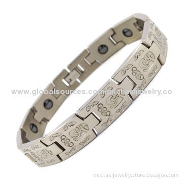 Titanium bracelet with bio-healthy elements, nice decorative pattern